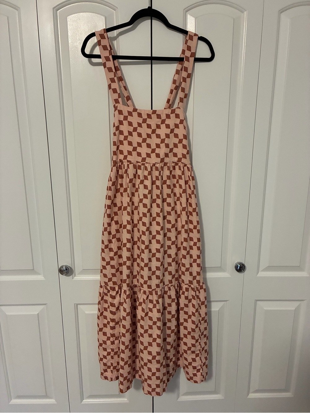 Madewell Cicely Sleeveless Tiered Midi Dress in Geo Checkerboard Size 12 - Picture 5 of 10